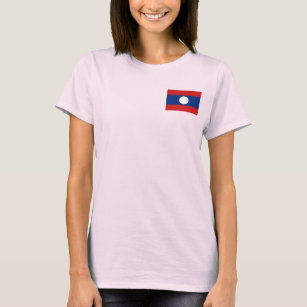 Laos Flag and Map dk T-Shirt