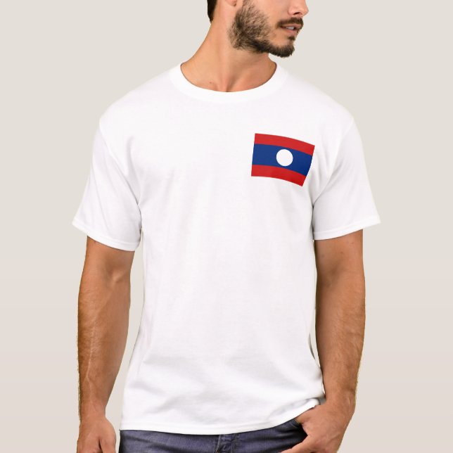 Laos Flag and Map T-Shirt (Front)