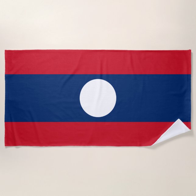 Laos Flag Beach Towel (Front)