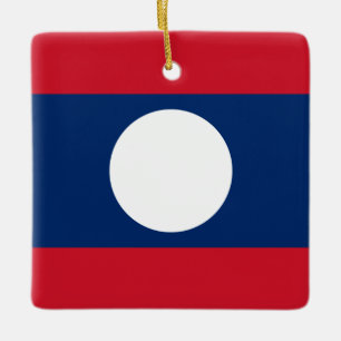 Laos Flag Ceramic Ornament