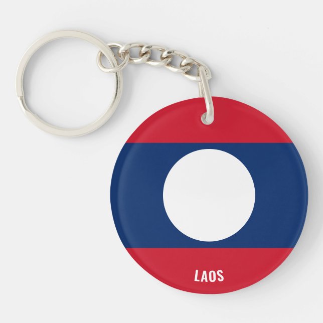 Laos Flag Charming Patriotic Keychain (Front)