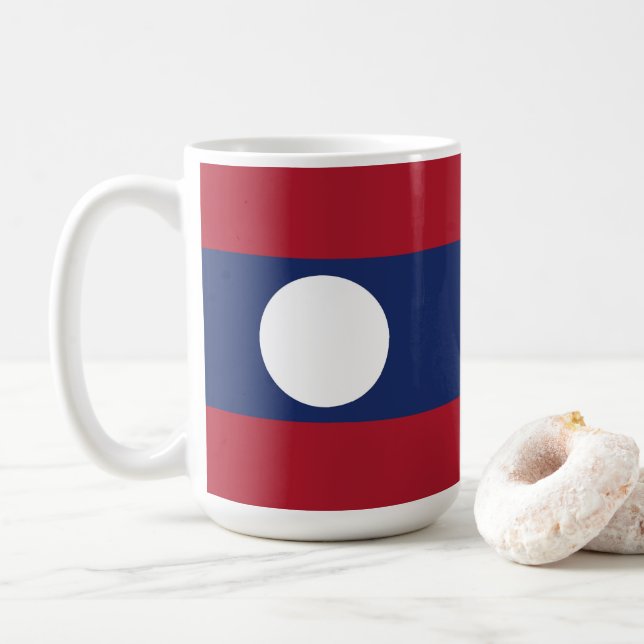 Laos flag coffee mug (With Donut)