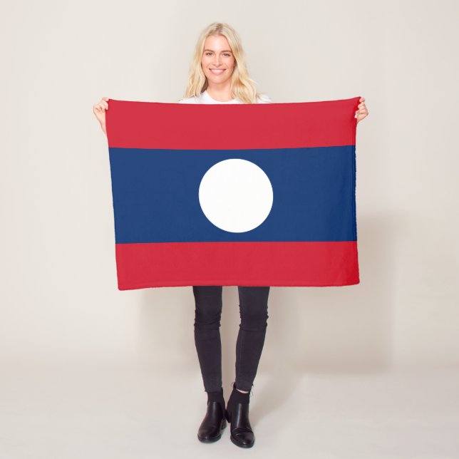 Laos Flag Fleece Blanket (In Situ)