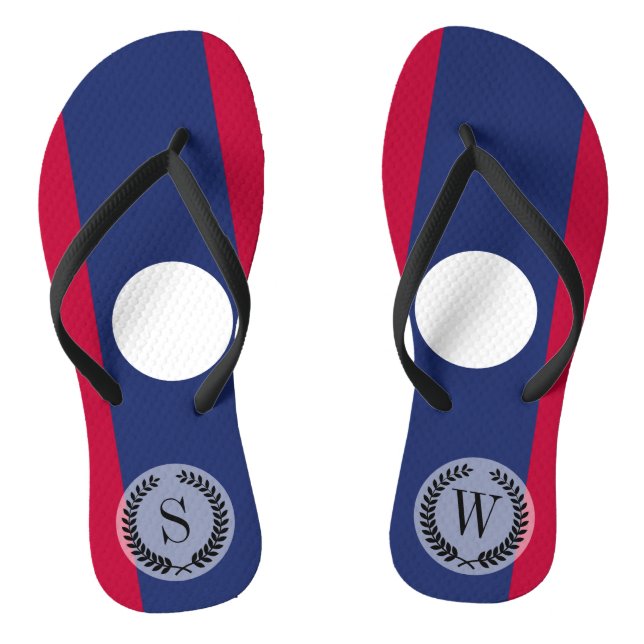 Laos Flag Flip Flops (Footbed)