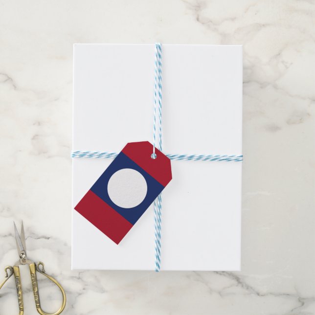 Laos flag gift tags (With Twine)