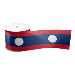 Laos Flag & Laos travel, holiday/sports Satin Ribbon