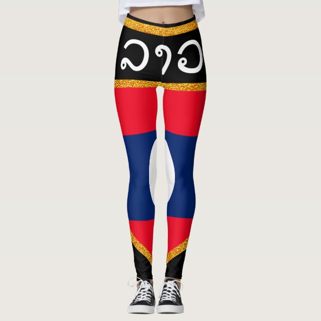 Laos Flag Leggings (Front)