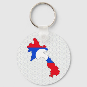 Laos Flag Map full size Keychain
