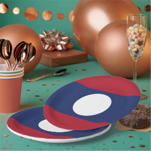 Laos flag paper plate