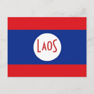 Laos flag postcard