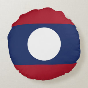 Laos flag round pillow