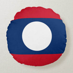Laos Flag Round Pillow