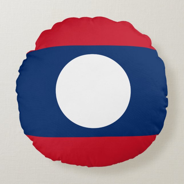 Laos Flag Round Pillow (Front)