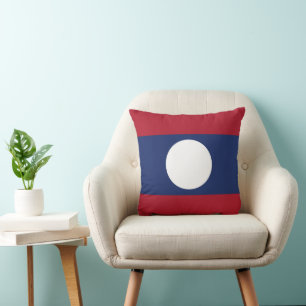 Laos flag throw pillow