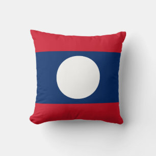 Laos Flag Throw Pillow