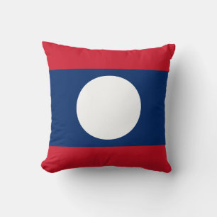 Laos Flag Throw Pillow