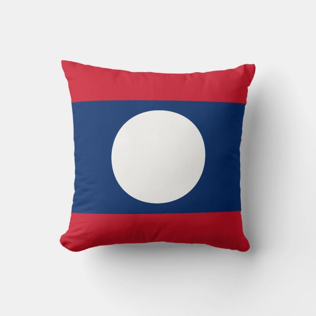 Laos Flag Throw Pillow (Front)