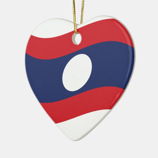 Laos Flag Wave Ceramic Ornament (Left)