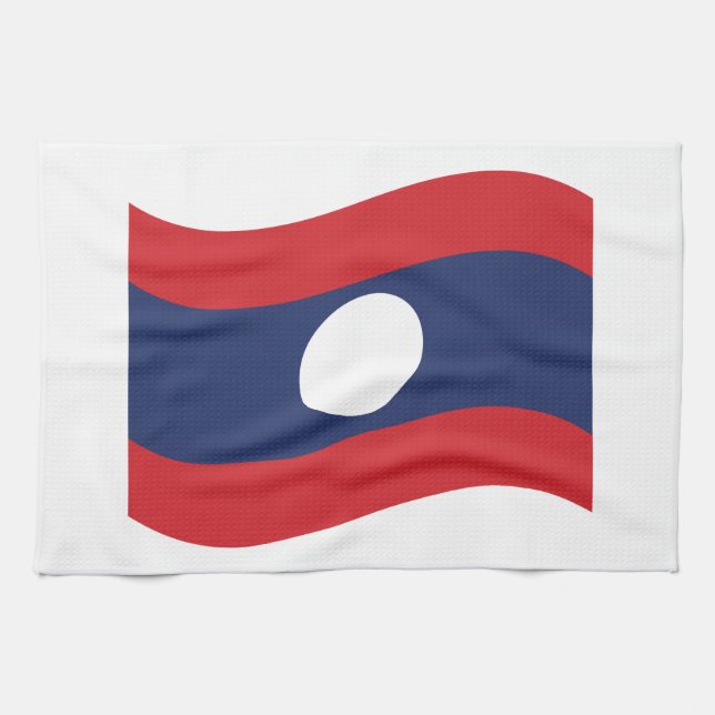 Laos Flag Wave Kitchen Towel (Horizontal)