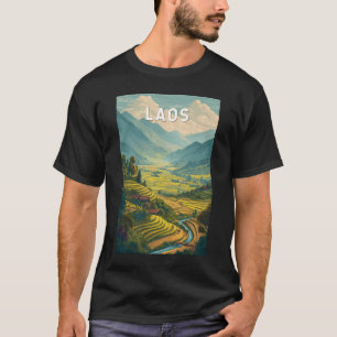Laos Illustration Travel Art Vintage T-Shirt