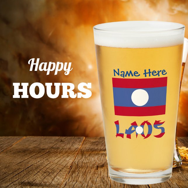 Laos Laotian Flag Blue Personalization Drinking Glass (Creator Uploaded)