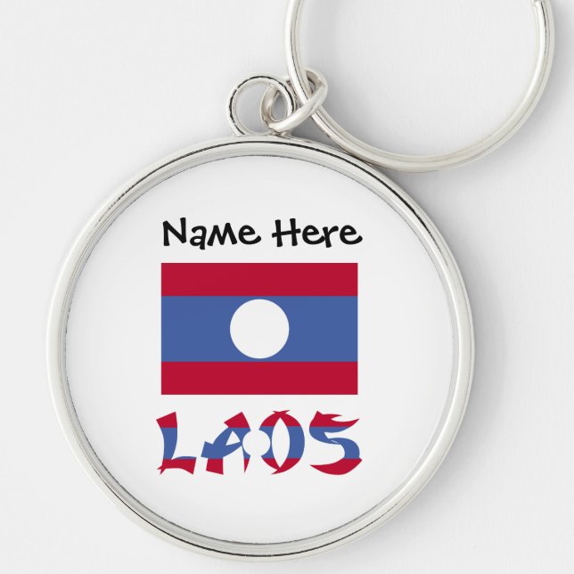 Laos Laotian Flag Blue Personalization  Keychain (Front)