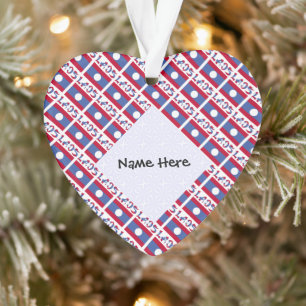 Laos Laotian Flag Tiled Black Personalization Ornament