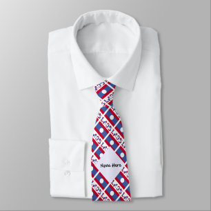 Laos Laotian Flag Tiled Black Personalization  Tie