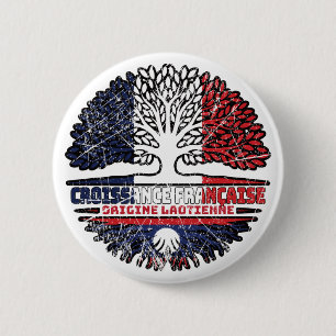 Laos Laotian French France Tree Roots Flag 2 Inch Round Button