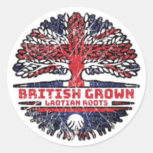 Laos Laotian Uk United Kingdom British Tree Roots Classic Round Sticker
