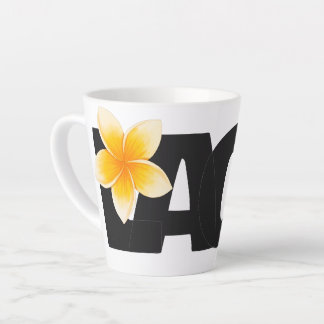Laos Love Frangipani Flower White and Black Latte Mug