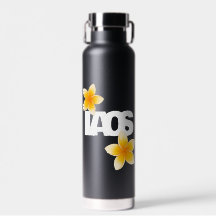 Laos Love Frangipani Flower White on Black