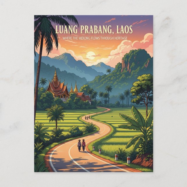 Laos Luang Prabang Travel Postcard (Front)