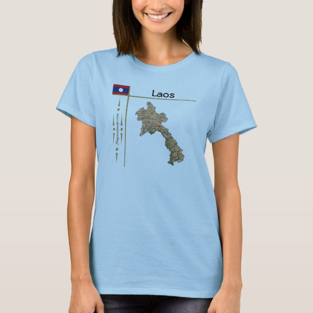 Laos Map + Flag + Title T-Shirt (Front)