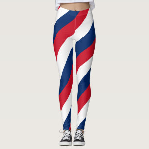 Laos National Flag Colours Diagonal Striped Leggings