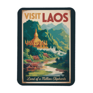 Laos Pha That Luang Illustration Travel Art Magnet