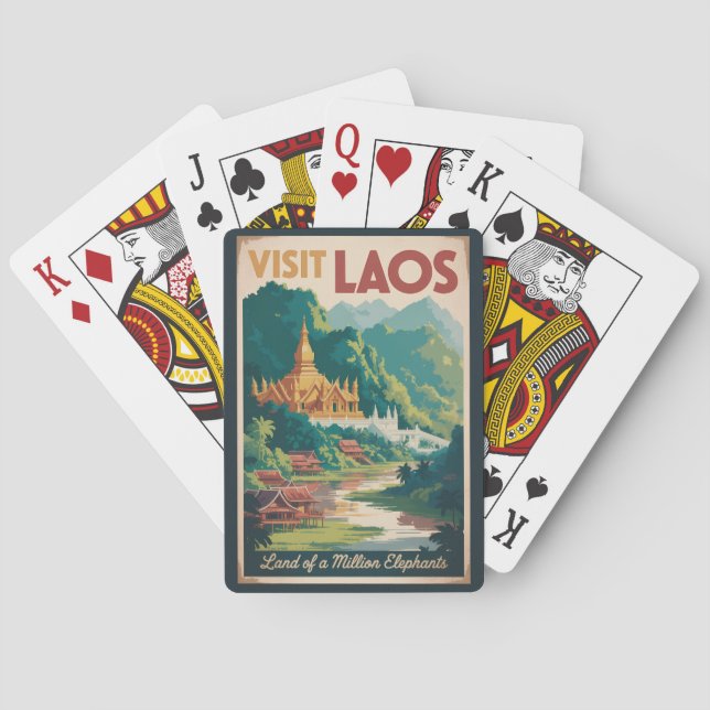 Laos Pha That Luang Illustration Travel Art Playing Cards (Back)