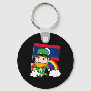 Laos Proud Lao Laotian Flag St. Patricks Day Lepre Keychain