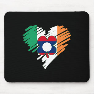 Laos Proud Lao Laotian Flag St. Patricks Day Shamr Mouse Pad