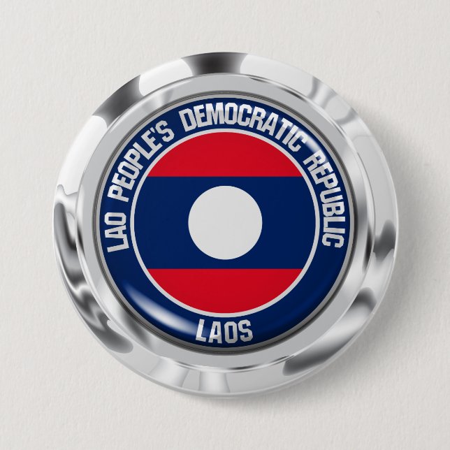 Laos Round Emblem 3 Inch Round Button (Front)