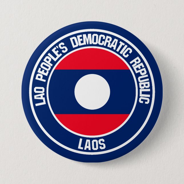 Laos Round Emblem 3 Inch Round Button (Front)