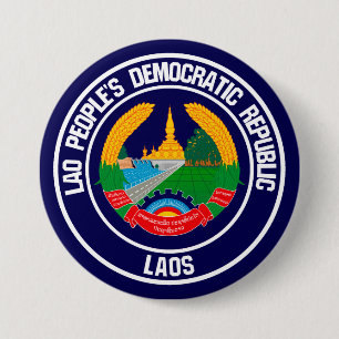 Laos Round Emblem 3 Inch Round Button