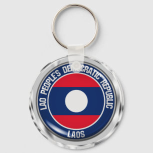 Laos Round Emblem Keychain