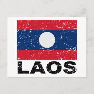 Laos Vintage Flag Postcard