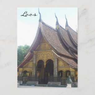 laos wat roof postcard
