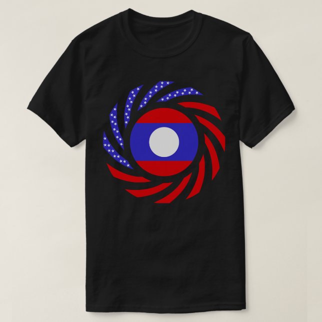 Laotian American Multinational Patriot Flag Series T-Shirt (Design Front)