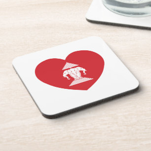 Laotian Erawan 3 Headed Elephant Heart Flag Coaster