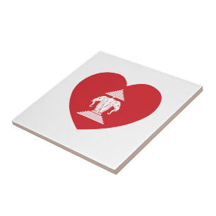 Laotian Erawan 3 Headed Elephant Heart Flag Tile