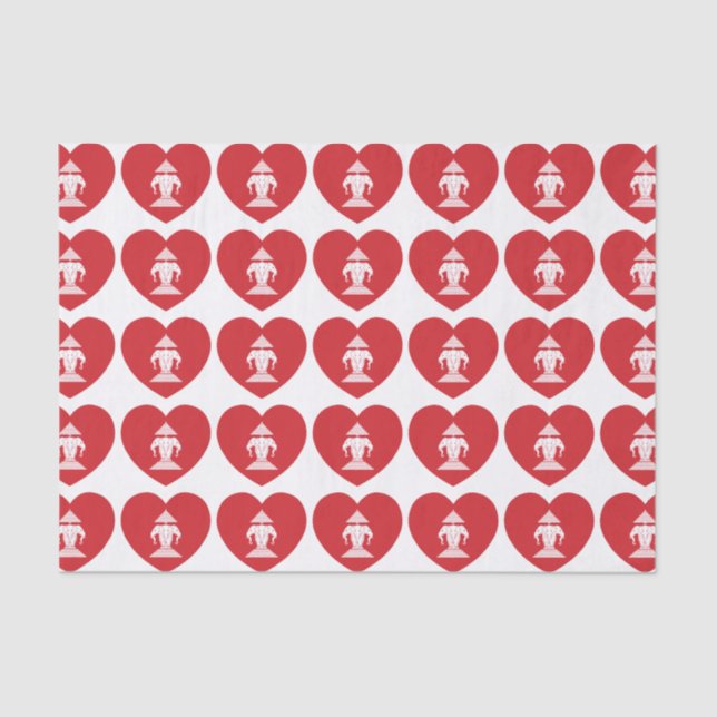 Laotian Erawan 3 Headed Elephant Heart Flag Tissue Paper (Front)