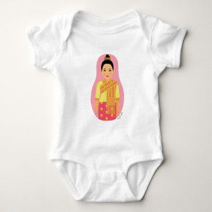 Laotian (Pink) Matryoshka Baby Bodysuit